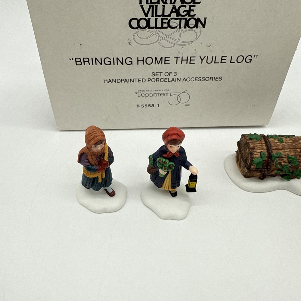 Dept 56 "Bringing Home The Yule Log" Heritage Village Collection #5558-1 - Picture 3 of 14